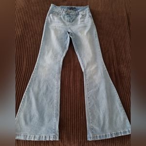 Jack David lace-up Fly Whitewashed denim Flare leg junior jeans size 7